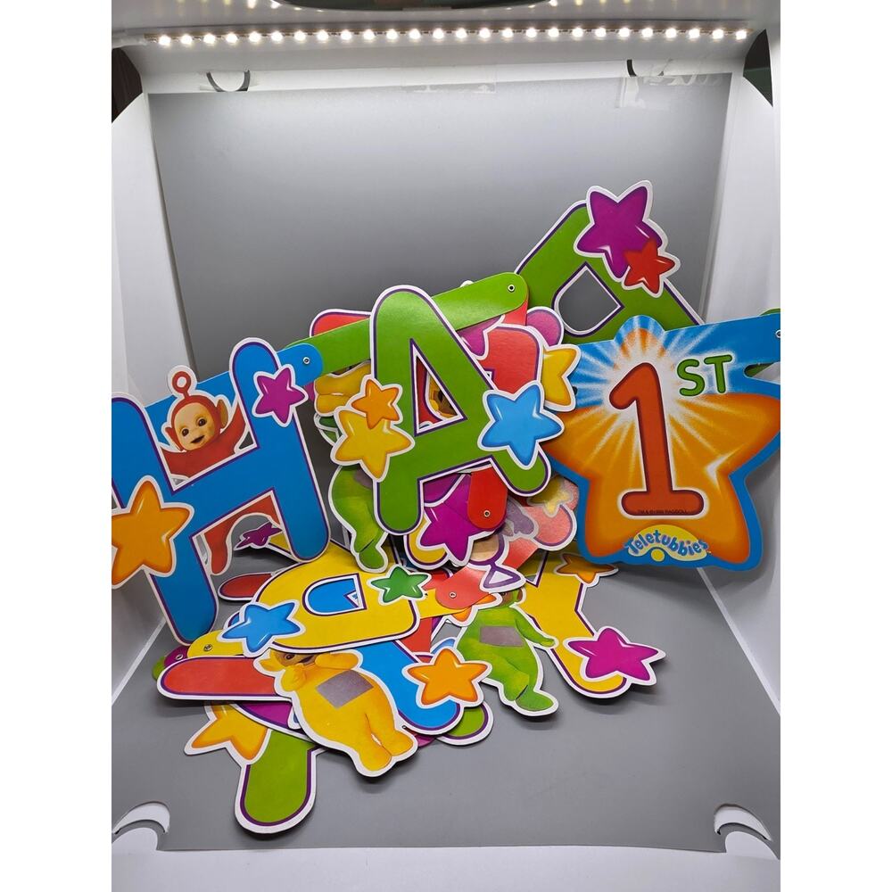 VTG Large 1999 Ragdoll Teletubbies 1st Birthday Large Lot Napkin Cup Hat Decor